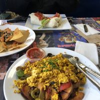 Vegan “breakfast of champions” and vegan breakfast burrito   at B-Side Grill in New Paltz