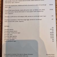 Menu at Origin Coffee Roasters in South East London