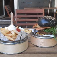 Kiiro burger and fries at Kiiro Burger in Berlin