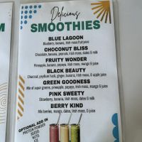 Smoothie Menu  at Bodykure in Port Antonio