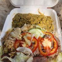Rice, lentens,  salad, cooked banana and something indefineable at Bodykure in Port Antonio