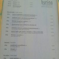 Menu at Burina in Liptovsky Mikulas