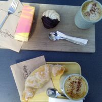 Nussgipfel & Cremeschnitte with Oatmilk-Cappuccino 💚 at Bakery Bakery - Breitenrain in Bern