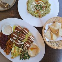 Babagunush and Falafel plate at Fat Camel Cafe in Whangarei
