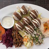 Falafel platter was huge and delicious   at Fat Camel Cafe in Whangarei