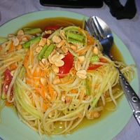 Best and largest Papaya Sald ever on Koh Lanta! Only 60 Baht.  at Jimmy's Fried Chicken in Koh Lanta