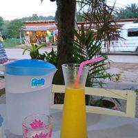 Mango Shake 50 Baht, Full of mango, nearly no ice added. Free water available so you don't waste plastic bottles.  at Jimmy's Fried Chicken in Koh Lanta