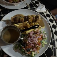 Tofu and mushroom pepper corn skewer  at El Boquetillo in Frigiliana