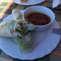 Sommerrollen mit Tofu und Erdnusssoße - sehr lecker  at Pho 57 in Rostock
