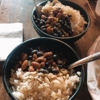 rice and beans side   at Greengos Caribbean Cantina in St Thomas