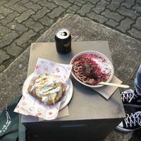 Pear and passionfruit toast and raspberry choc porridge  at Fix & Fogg in Wellington
