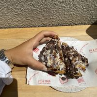 Sourdough with everything peanutbutter, banana, date syrup, coconut flakes & vegan choc  at Fix & Fogg in Wellington