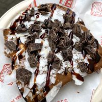 Toast, PB, chocolate & coconut. Choc sauce too. Heaven   at Fix & Fogg in Wellington