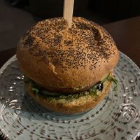 Burger with soy cutlet  at Eywa in Moscow