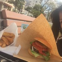 You can rest by the river banks when the weather is fine.  at Panic Burger in Fukuoka