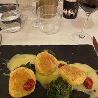 Polpette di ceci su crema di datterino giallo  at Jaegerhaus Agriturismo in Cortina D Ampezzo