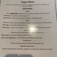 Vegan menu 1 at Brahma Bull in Fresno