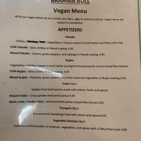 Vegan menu 2 at Brahma Bull in Fresno