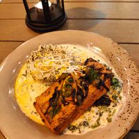 Wochenmenü: Tofulachs mit Basmati Reis und Spinat
Dish of the week: Tofu salmon with Basmati rice and spinach. at Försters in Berlin