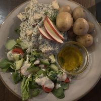 Auberginen-sahne-hering, vegan eggplant herring in cream sauce potatoes  at Försters in Berlin