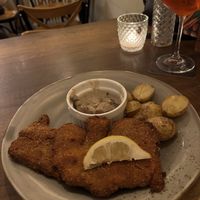 A lot of rosemary and mushrooms sauce we couldn’t eat because of earth flavor.   at Försters in Berlin