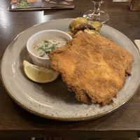 Vegan Chicken Schnitzel w/ Rosemary Potatoes and Mushroom Sauce - 8.5/10  at Försters in Berlin