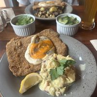 Hamburger Schnitzel mit Kartoffel- und Gurkensalat  at Försters in Berlin