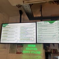 Menu with clearly marked vegan options  at Hibox in London