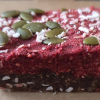 Raspberry cashew slice at Kaffeine in London