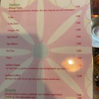 Menu - drinks + dessert at Veggie India in Nijmegen