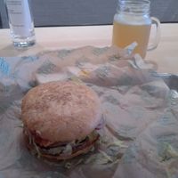 Lekka cheeseburger with beer. at Lekka Burger in New York City