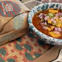 Cheeseburger and a bowl of chili  at Lekka Burger in New York City