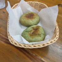 Vegan macha bread with bean paste at Country-Side in Hashimoto
