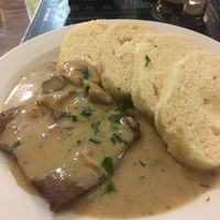 Sauce with dumplings at Vegalite in Brno