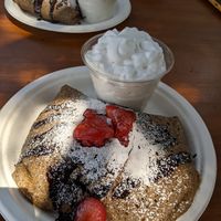 Vegan crepes with coconut cream at Café Crêpe in Big Bear Lake