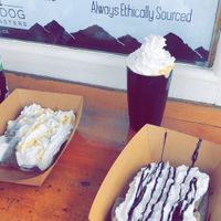 Coconut Whipped cream and their ethically sourced coffee!  at Café Crêpe in Big Bear Lake