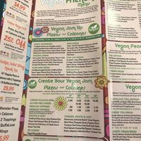 Vegan Menu at Peace Love and Pizza in Alpharetta
