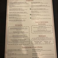 Menu at Spice Kitchen in Tampa