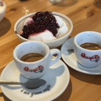 Lemon sorbet and coffeee  at Alba in Newtown