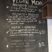 Vegan blackboard menu  at Alba in Newtown