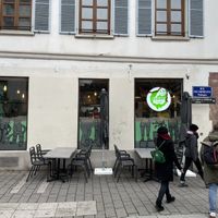 Outside terrace at Végéman in Strasbourg