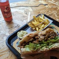 Kebab menu (döner, Pommes or salad, drink) 14€ at Végéman in Strasbourg