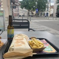 Xl taco and a beer  at Végéman in Strasbourg