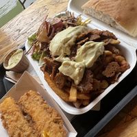 Vegan kebab plate and vegan cheese sticks  at Végéman in Strasbourg