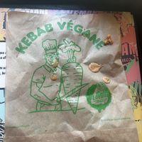 Cool logo and minimal sauce leakage from the kebab  at Végéman in Strasbourg