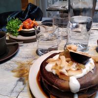 Carrot Lox & blue corn pancakes at MESA Restaurant in Paris