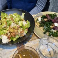Salad with cauliflower, quinoa base with kale, mushrooms and cheese at MESA Restaurant in Paris