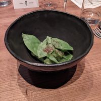 Rucola ravioli, my favourite dish of the night #Veganuary at MESA Restaurant in Paris