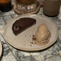 raw chocolate cake  at MESA Restaurant in Paris