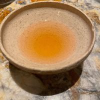 Palate cleanser between courses - cold ginger soup at MESA Restaurant in Paris